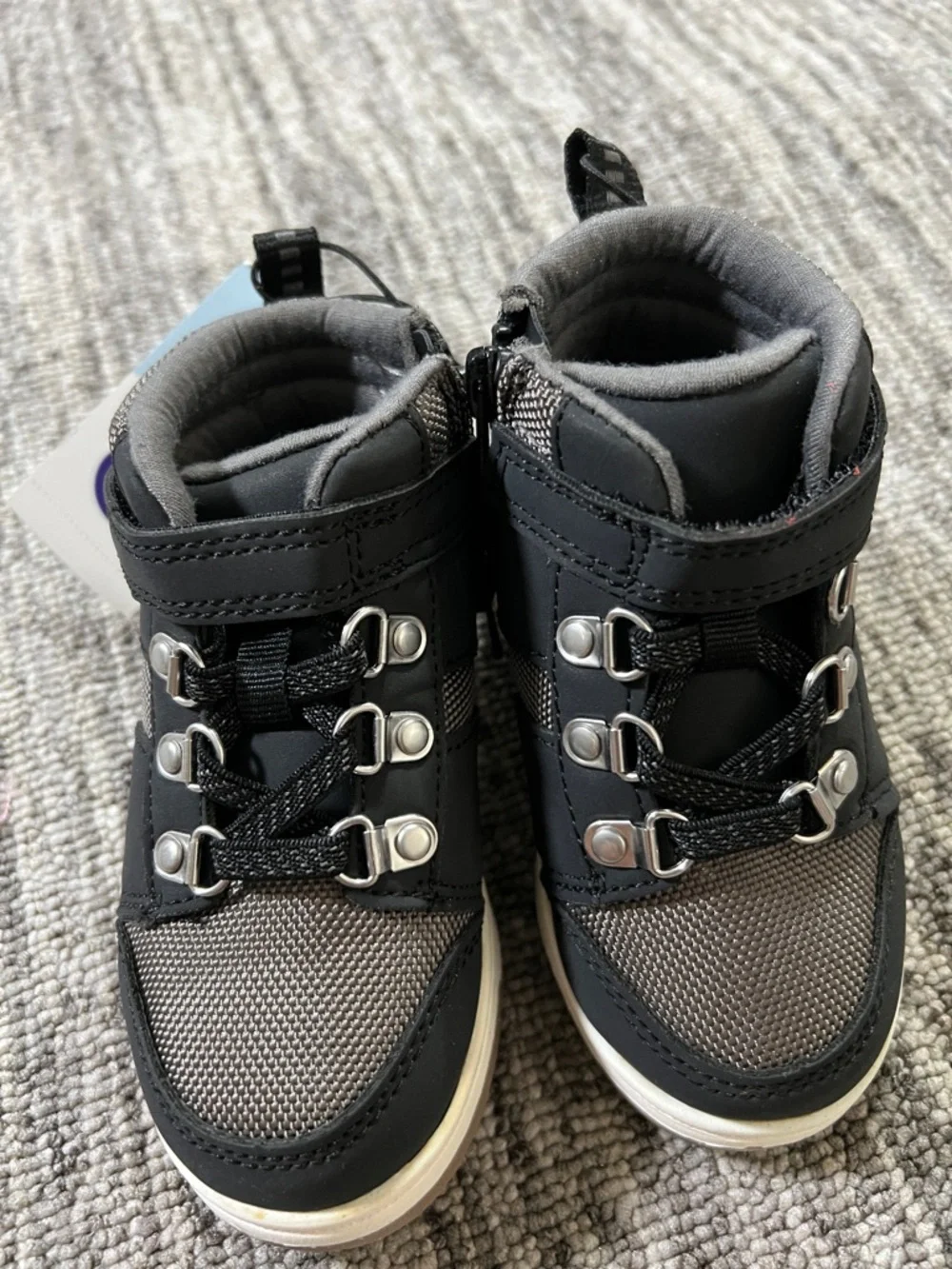 Cat & Jack Black and Gray Kids' High-Top Boots Size 6